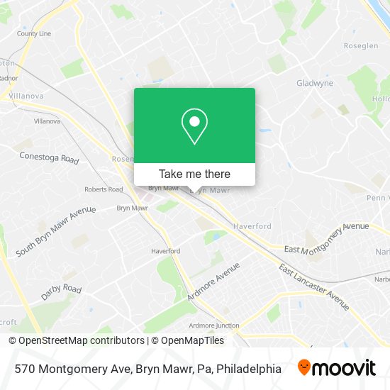 ¿Cómo llegar a 570 Montgomery Ave, Bryn Mawr, Pa en autobús, tren