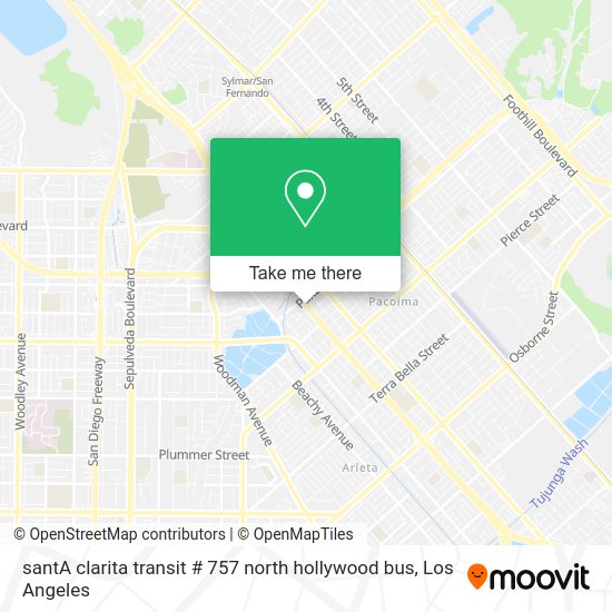 How to get to santA clarita transit 757 north hollywood bus in Arleta