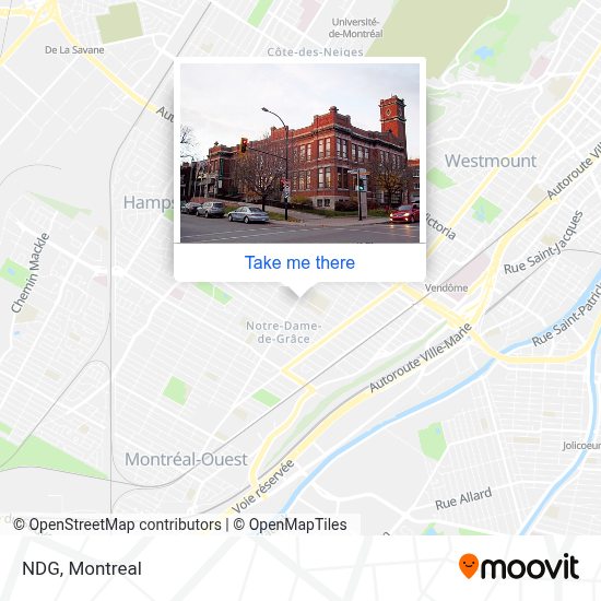 How to get to Ndg in Montréal by bus, metro or train?