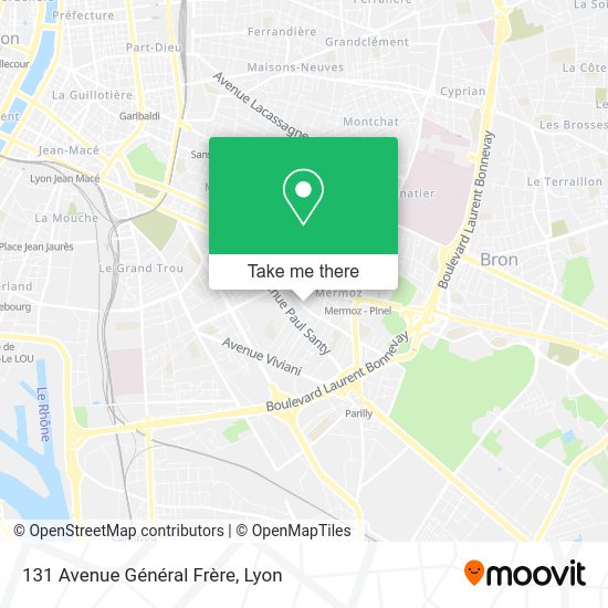How to get to 131 Avenue Général Frère in Lyon, 8e Arrondissement by Bus, Metro, Light Rail or