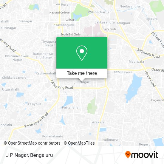 How to get to J P Nagar in J.P.Nagar by bus or metro?