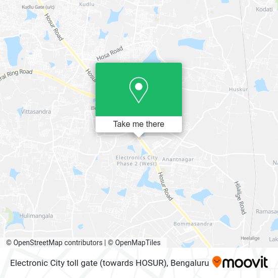How to get to Electronic City toll gate (towards HOSUR) in Bengaluru by