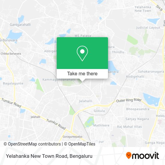 How to get to Yelahanka New Town Road in Bengaluru by bus or metro?