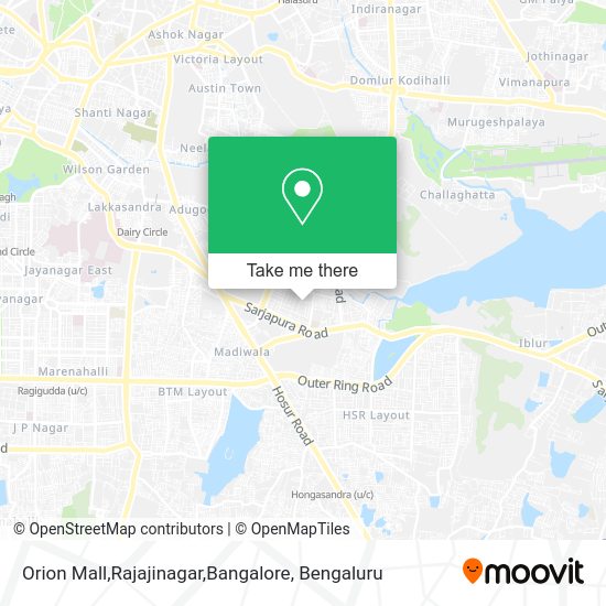 How to get to Orion Mall,Rajajinagar,Bangalore in Koramangala by bus?