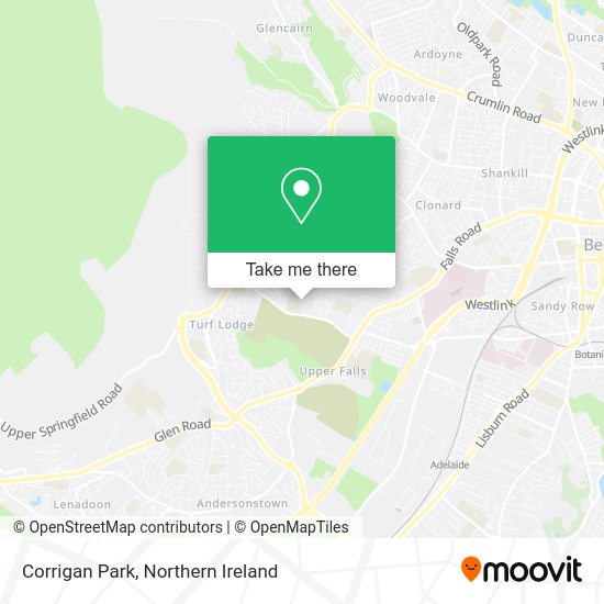 How to get to Corrigan Park in Belfast by bus?
