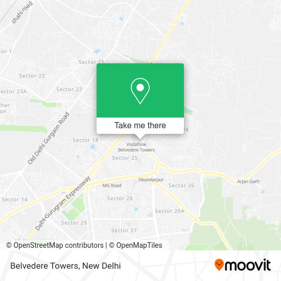 How to get to Belvedere Towers in Gurgaon by metro or bus?