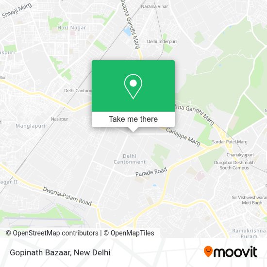 How to get to Gopinath Bazaar in Delhi by bus, metro or train?