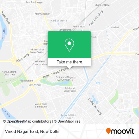 How to get to Vinod Nagar East in Delhi by bus, metro or train?