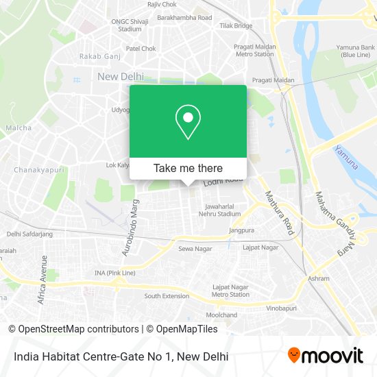How to get to India Habitat CentreGate No 1 in Delhi by bus, metro or