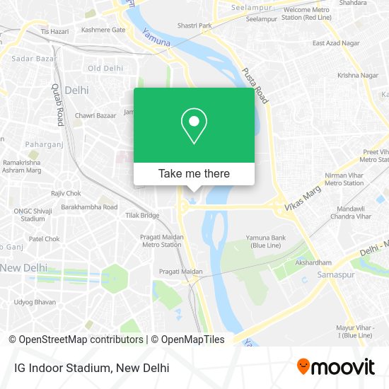 How to get to IG Indoor Stadium in Delhi by bus, metro or train?