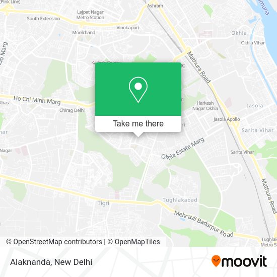 How to get to Alaknanda in Delhi by bus or metro?