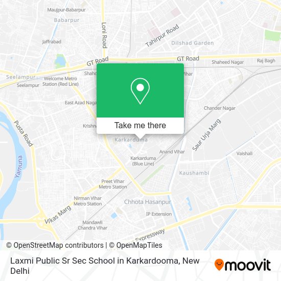 How to get to Laxmi Public Sr Sec School in Karkardooma in Delhi by Bus