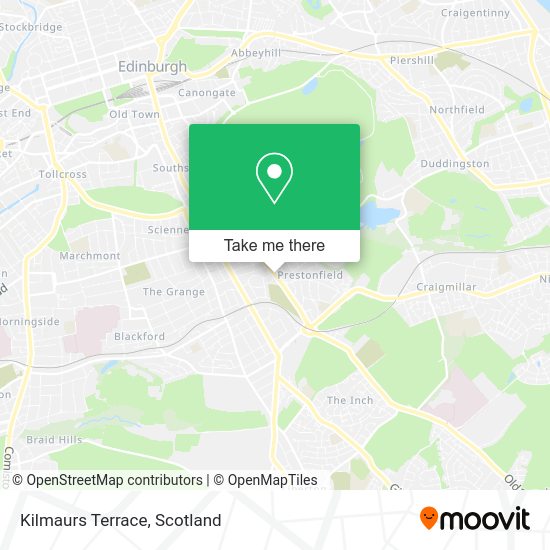 How to get to Kilmaurs Terrace in Edinburgh by bus or train?