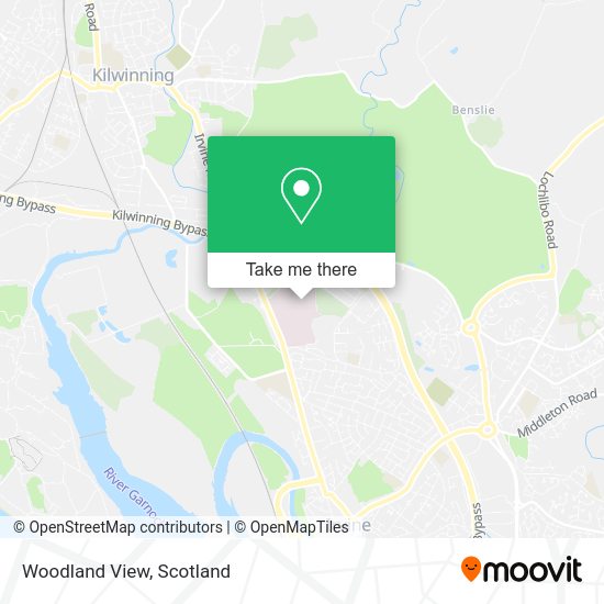 How to get to Woodland View in North Ayrshire by bus or train?
