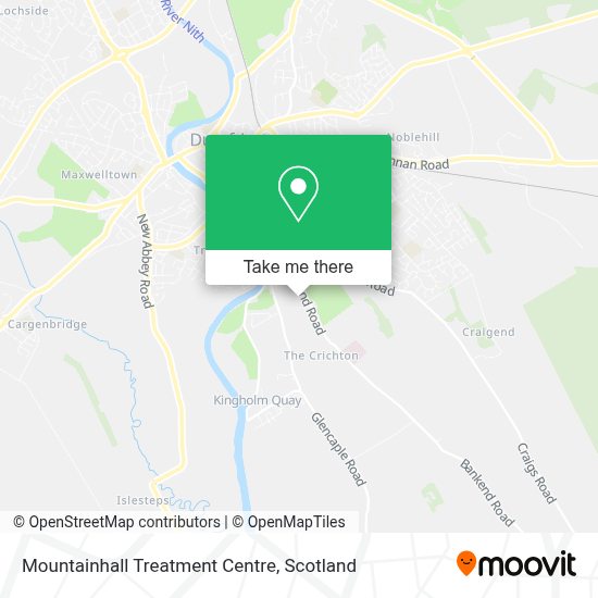 How to get to Mountainhall Treatment Centre in Dumfries by bus or train?