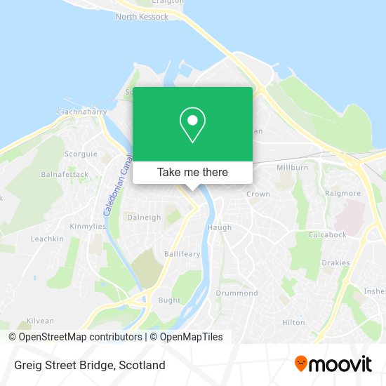 How to get to Greig Street Bridge in Inverness by bus or train?