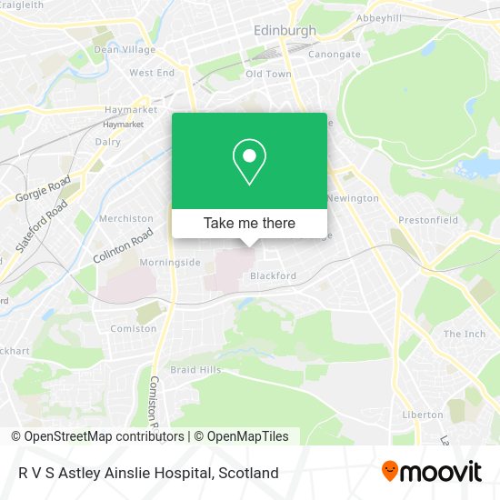 How to get to R V S Astley Ainslie Hospital in Edinburgh by Bus, Train