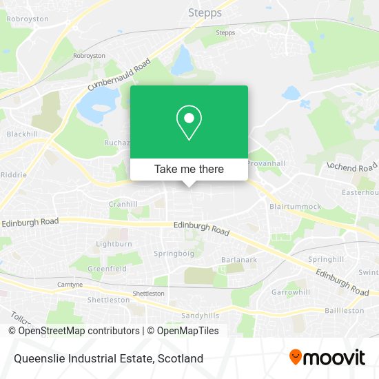 How to get to Queenslie Industrial Estate in Glasgow by bus or train?