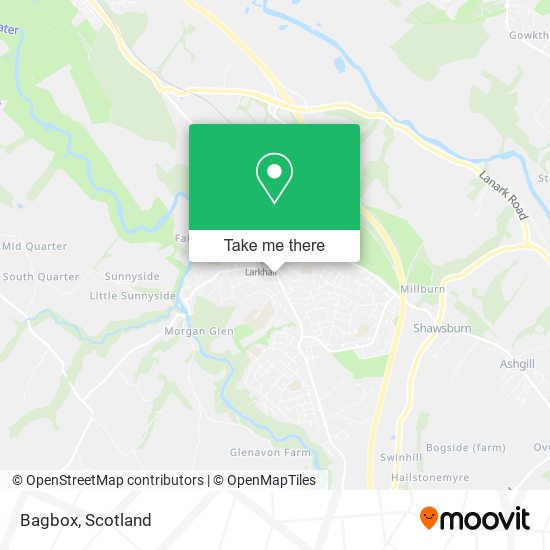 How to get to Bagbox in Larkhall by bus or train?