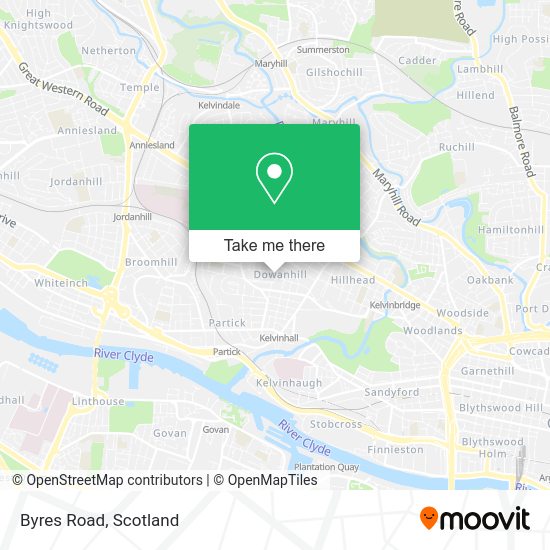 How to get to Byres Road in Glasgow by bus or train?