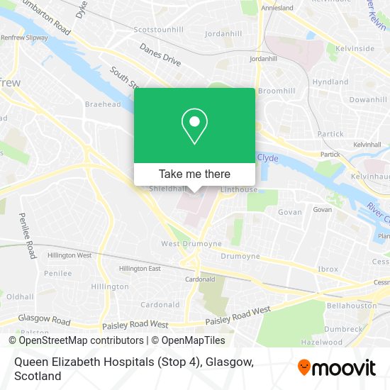 How to get to Queen Elizabeth Hospitals (Stop 4), Glasgow by bus or train?
