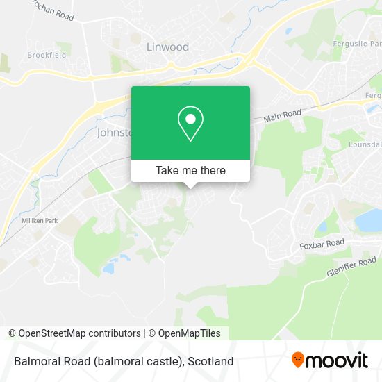 How to get to Balmoral Road (balmoral castle) in Elderslie by bus or train?