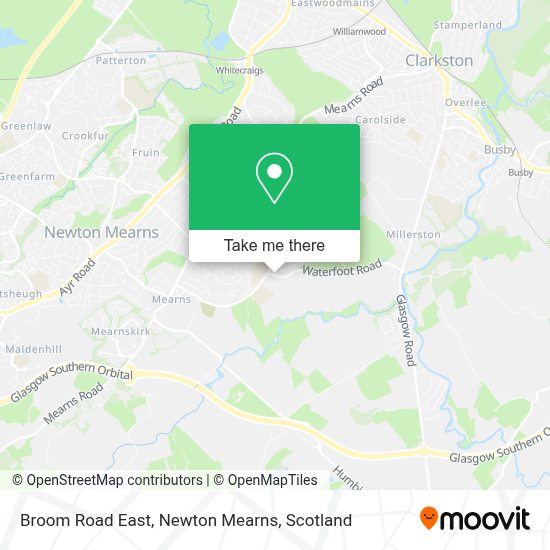 How to get to Broom Road East, Newton Mearns by bus or train?