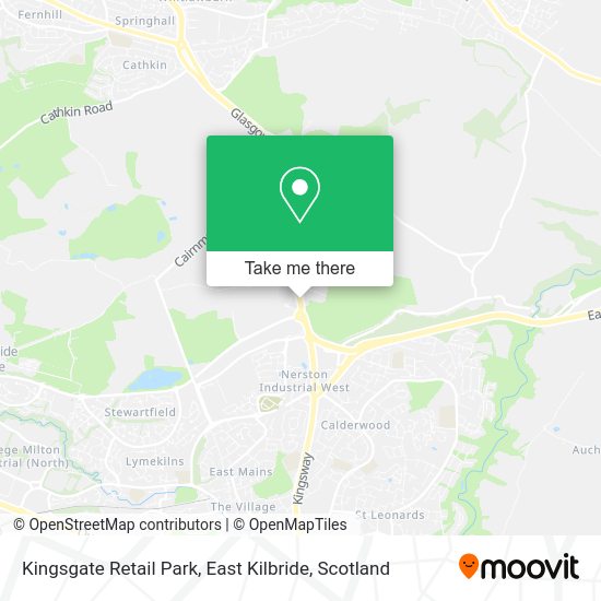 How to get to Kingsgate Retail Park, East Kilbride by bus or train?