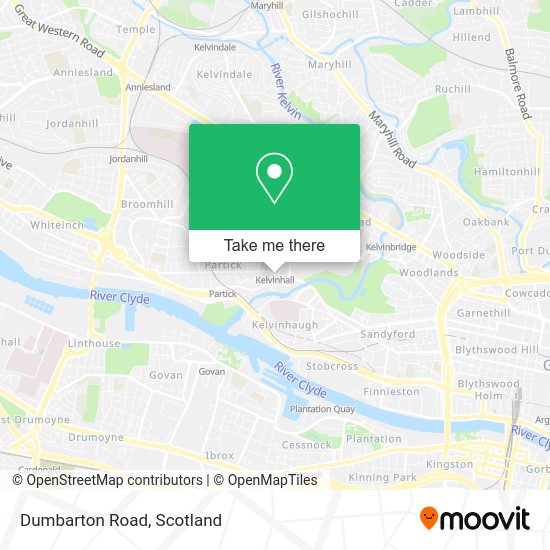 How to get to Dumbarton Road in Glasgow by bus or train?