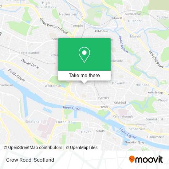 How to get to Crow Road in Glasgow by bus or train?