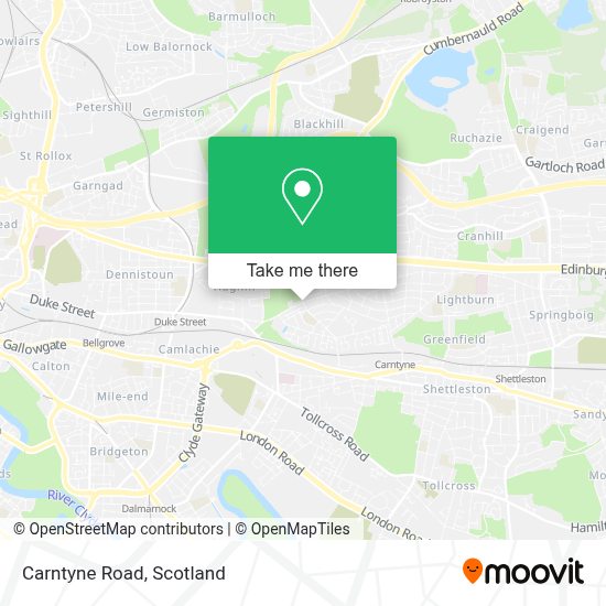 How to get to Carntyne Road in Glasgow by bus or train?