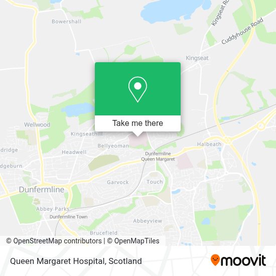 How to get to Queen Margaret Hospital in Dunfermline by bus or train?
