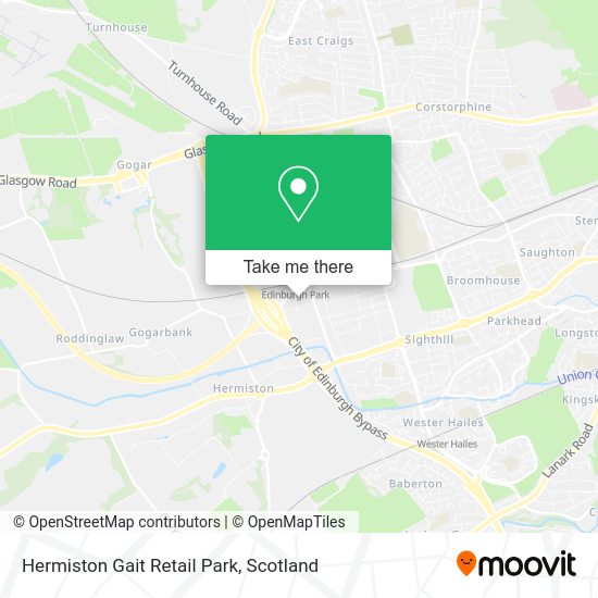 How to get to Hermiston Gait Retail Park in Edinburgh by bus, light