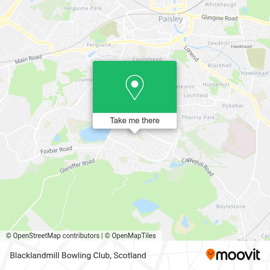 How to get to Blacklandmill Bowling Club in Paisley by bus or train?