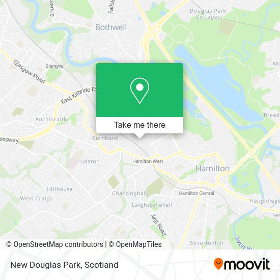 How to get to New Douglas Park in Hamilton by bus or train?