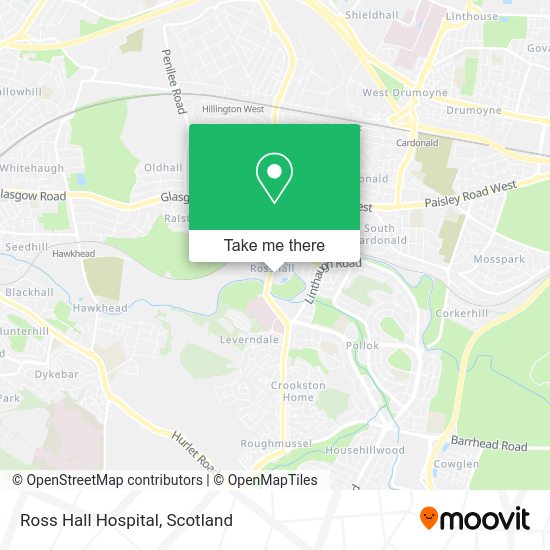 How to get to Ross Hall Hospital in Glasgow by bus or train?