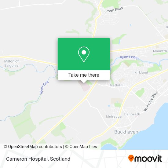 How to get to Cameron Hospital in Kennoway And Windygates by bus or train?