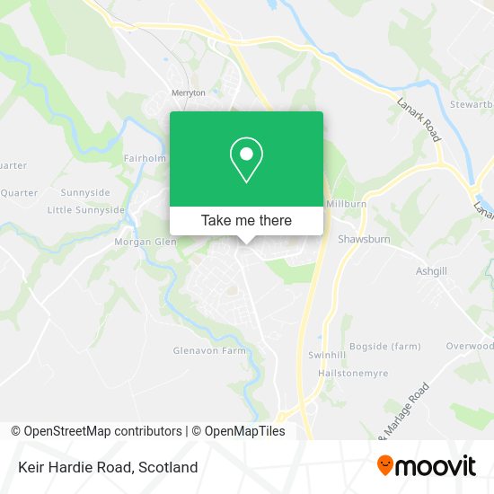 How to get to Keir Hardie Road in Larkhall by bus or train?