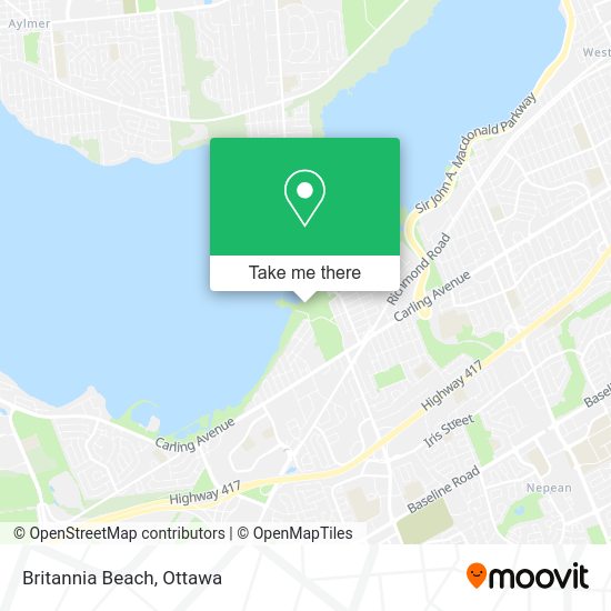How to get to Britannia Beach in Ottawa by bus or light rail?