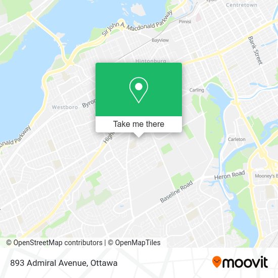 Comment aller à 893 Admiral Avenue à Ottawa en bus ou tram