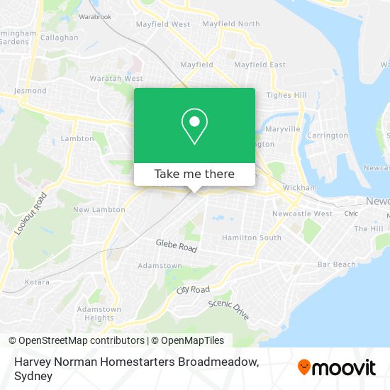 How to get to Harvey Norman Homestarters Broadmeadow by Bus or Train?
