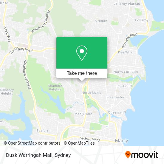 How to get to Dusk Warringah Mall in Brookvale by Bus or Train?