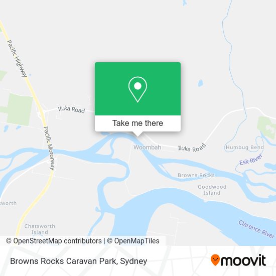 How to get to Browns Rocks Caravan Park in Woombah by Bus or Train?