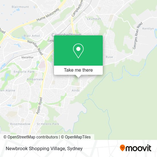 How to get to Newbrook Shopping Village in Airds by Bus or Train?