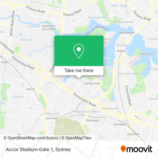 How to get to Accor StadiumGate 1 in Sydney Olympic Park by bus or train?