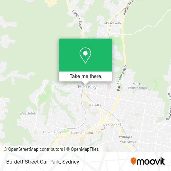 How to get to Burdett Street Car Park in Hornsby by Bus, Train or Metro?