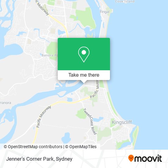 How to get to Jenner's Corner Park in Chinderah by bus or train?