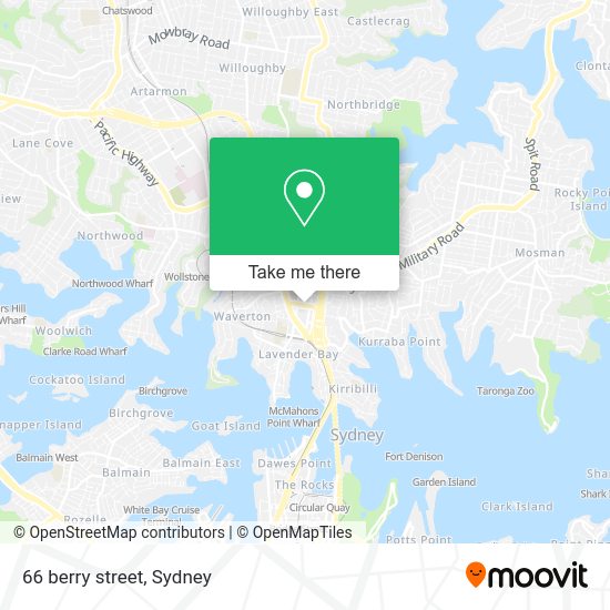 How to get to 66 berry street in North Sydney by bus, metro or train?