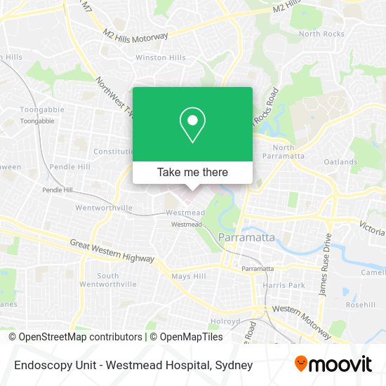 How to get to Endoscopy Unit Westmead Hospital by train or bus?