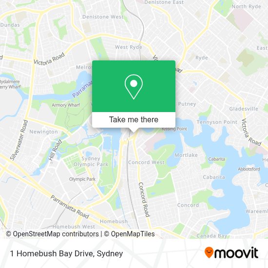 How to get to 1 Homebush Bay Drive in Rhodes by bus, train, metro or